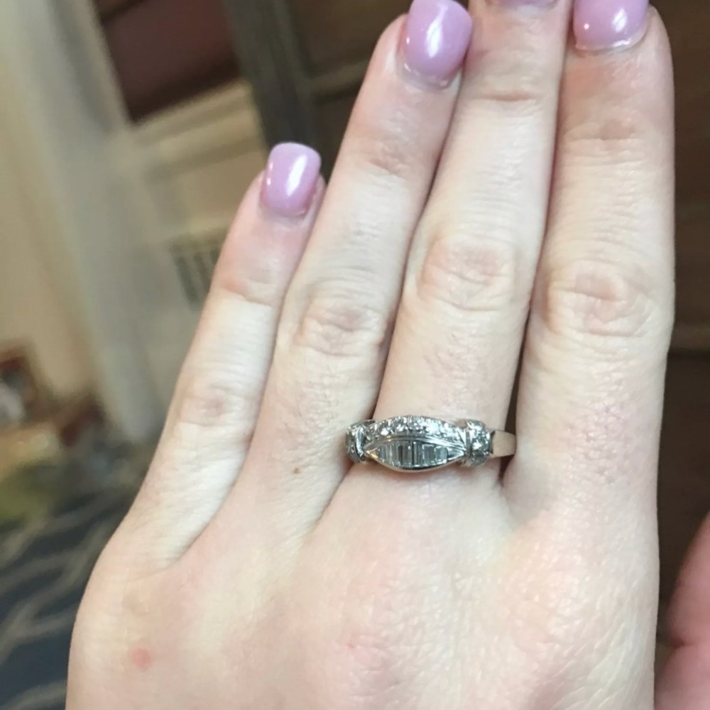14K White Gold Diamond Baguette Ring